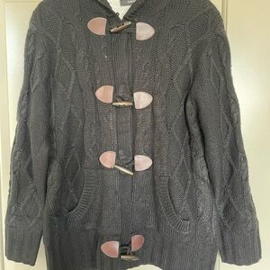 Elegant Black and Brown Toggle Cardigan